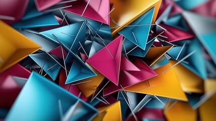Fototapete - Vibrant digital creation dynamic geometric design in modern abstract art with overlapping colors and visual concepts