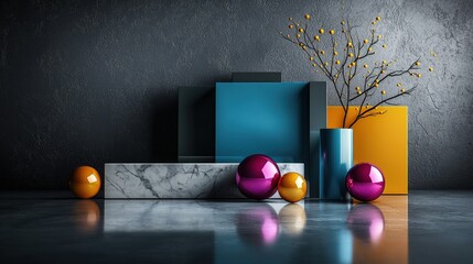 Aufkleber - Geometric design exploration with overlapping colors abstract art contemporary space visual harmony creative perspective
