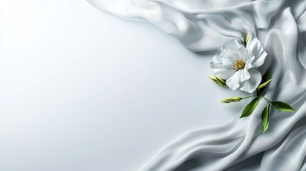 Poster - Elegant floral arrangement minimalist white background still life photography soft shadows aesthetic design concept