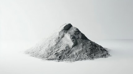 Wall Mural - A realistic depiction of cement powder in a small heap, isolated on a crisp white background