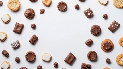 Aufkleber - An inviting spread of various cookies and sweets displayed on a clean white background, perfect for showcasing treats or messages. Generative AI