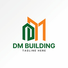 Poster - Logo design graphic concept creative premium vector stock image graphic initial DM font connect building construction house monogram property skyline