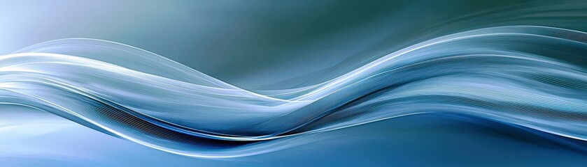 Poster - Abstract blue wave pattern with soft flowing lines and gradient effect