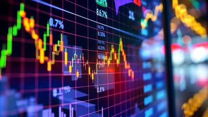 Poster - Close-Up View of a Stock Chart on a Wall, A chart that displays the various factors influencing the stock market