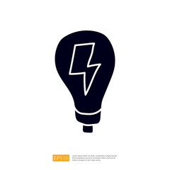 Poster - A stylized silhouette of a light bulb with a lightning bolt inside, symbolizing energy, ideas, or innovation.