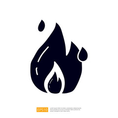 Poster - The image features a stylized flame icon, representing fire, with a dynamic design that suggests movement and energy. It is suitable for various graphic applications.