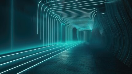 Poster - Futuristic 3D lines forming a tunnel