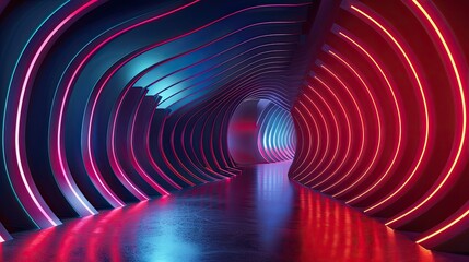 Poster - futuristic 3d lines forming a tunnel