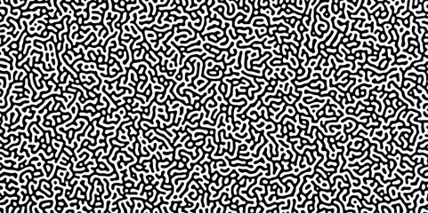 Aufkleber - Turing reaction diffusion monochrome seamless pattern with chaotic motion .Linear design with biological shapes. Organic lines in memphis. abstract turing organic wallpaper background .	