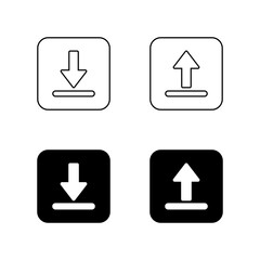 Poster - Download and upload icon set on black square