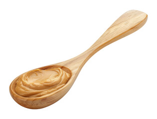 Wall Mural - Wooden spoon with peanut butter isolated on transparent background