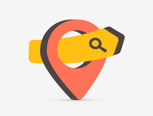 Poster - local search with pin, search bar and navigation icons. location-based services, online maps, seo, b