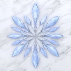 Poster - Abstract blue crystal snowflake on marble.