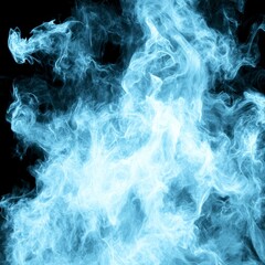 Poster - Abstract blue fire flames on black background.