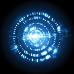 Poster - Abstract blue glowing circular technology design.