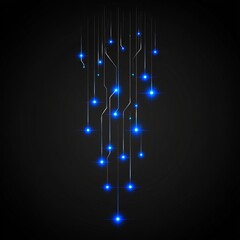 Poster - Abstract digital network, glowing blue nodes and lines on dark background.