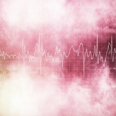 Poster - Abstract EKG heartbeat graphic on pink background.
