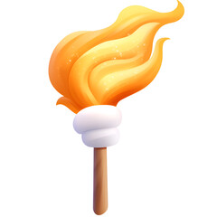 Aufkleber - Flaming torch design with vibrant orange flames and a wooden handle