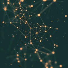 Poster - Abstract network connection. Glowing dots and lines forming a complex structure on dark background.