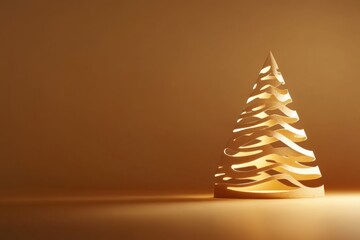 Aufkleber - Elegant layered 3D paper Christmas tree serves as a blank canvas for your personalized holiday greetings. Generative AI