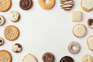 Poster - A delightful display of various cookies and sweets features a mix of flavors and textures, perfect for a dessert-themed project or event. Generative AI