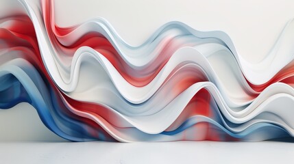 Wall Mural - Bright waves of red and blue liquid create dynamic patterns on a white background