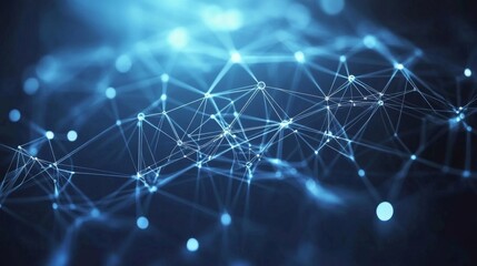 Poster - Futuristic technology background featuring dynamic digital connections with blue and purple neon lines, abstract circuit patterns, and a high-tech design aesthetic for innovative and modern digital co