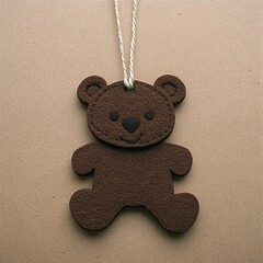 Wall Mural - Brown felt teddy bear ornament hanging on twine.