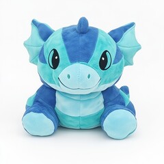 Wall Mural - Cute blue and teal plush dragon toy.