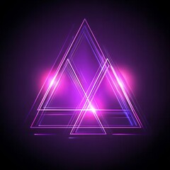 Poster - Glowing neon purple triangles on dark background.