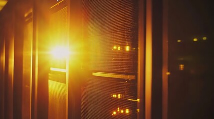 Poster - Server room illuminated by sunlight showcasing technology