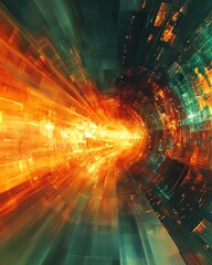 Poster - Abstract representation of digital transformation in the corporate world, showcasing the integration of advanced technology to revolutionize business processes and drive change