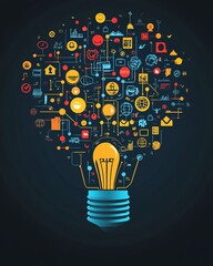 Poster - Abstract representation of digital transformation in the corporate world, showcasing the integration of advanced technology to revolutionize business processes and drive change
