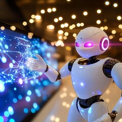 Poster - Robot interacting with holographic display.