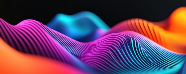 Poster - Colorful wave patterns in vibrant hues of purple, blue, and orange.