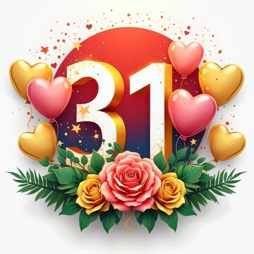 31 December Happy New Year Design on  white background, hd quality