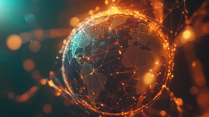 Poster - Visualization of a connected globe showcasing digital networks and data