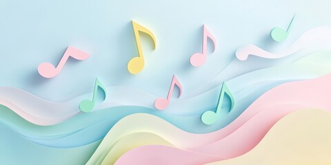 Poster - A colorful background with a row of musical notes