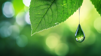 Wall Mural - a dewdrop hanging from a leaf.