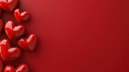 Wall Mural - Valentines day background with red hearts for love concept with copy space