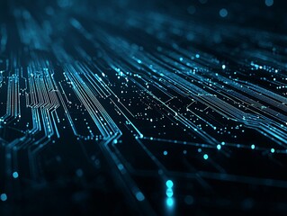 Poster - abstract macro shot of fiber optic light paths symbolizing efficiency, innovation, and high-speed te