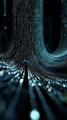 Poster - artistic depiction of light transmission through fiber optics, evoking themes of speed, efficiency, 