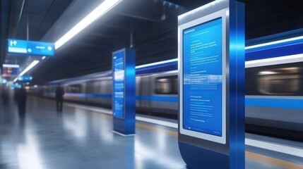 Poster - Modern train station with digital information displays
