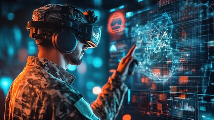 Poster - Soldier using virtual reality for tactical analysis