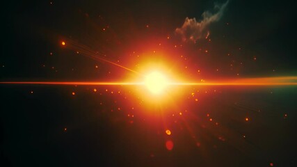 Poster - Light flare in the dark space. Abstract background with shiny lens glare effect