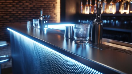 silver vibrant and clean bar table