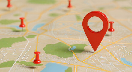 Poster - 3d positioning icon on map. Generative AI