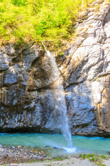 Poster - The Aare Gorge (German: Aareschlucht) is a section of the river Aare that carves through a limestone ridge near the town of Meiringen, in the Bernese Oberland region of Switzerland