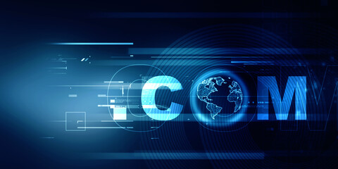 Fototapete - 2d illustration globe with word dot com
