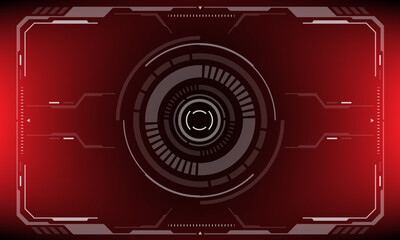 Poster - HUD white sci-fi interface screen view black geometric design virtual reality futuristic technology creative display on red vector